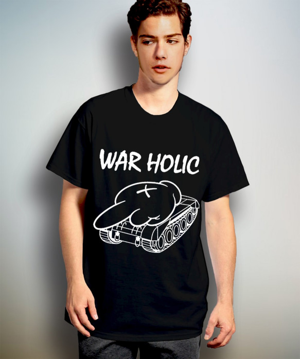 WAR HOLIC　タイプM　フォントA　　( ブラック Tシャツ )【 シルクスクリーン 】 2枚目の画像