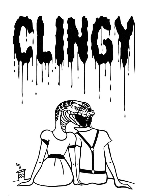 Clingy （ ポップでキッチュなホワイトTシャツ ）【 シルクスクリーン 】 1枚目の画像