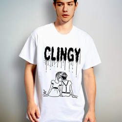 Clingy （ ポップでキッチュなホワイトTシャツ ）【 シルクスクリーン 】 2枚目の画像