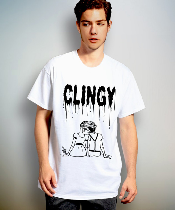 Clingy （ ポップでキッチュなホワイトTシャツ ）【 シルクスクリーン 】 2枚目の画像