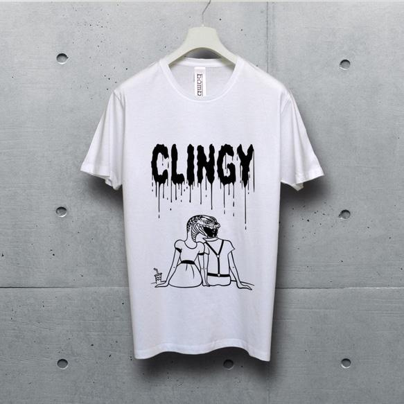 Clingy （ ポップでキッチュなホワイトTシャツ ）【 シルクスクリーン 】 3枚目の画像