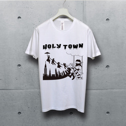 ホーリータウン　フォントB　（ ポップでキッチュなホワイト Tシャツ ）【 シルクスクリーン 】 3枚目の画像