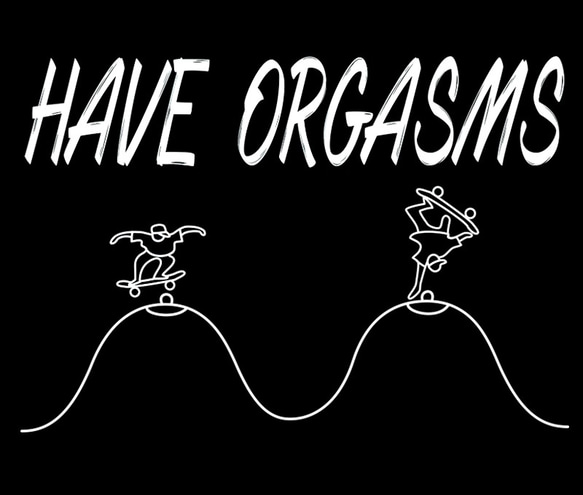 HAVE ORGASMS　（ ポップでキッチュなブラック Tシャツ ）【 シルクスクリーン 】 1枚目の画像
