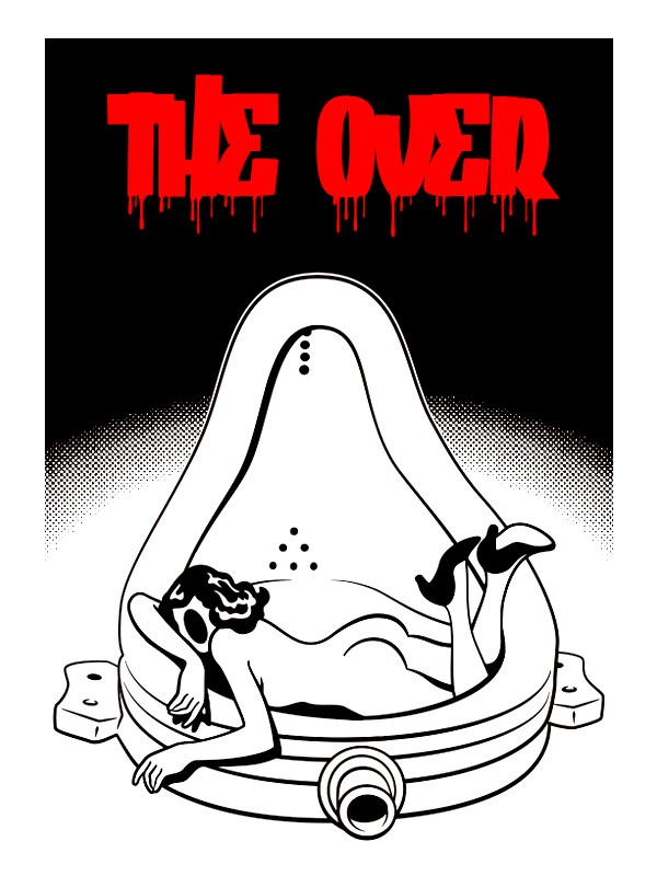 The Over フォント1　レッド　 （ ポップでキッチュなホワイト Tシャツ ）【 シルクスクリーン 】