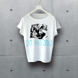 CAT WAS DEAD　フォント1　スカイブルー　ドルマン（ Tシャツ ） 2枚目の画像