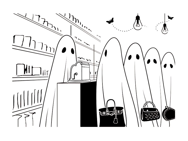 White market　（ ポップでキッチュなオバケちゃん Tシャツ ）【 シルクスクリーン 】