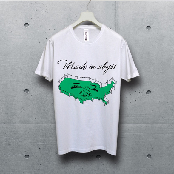 Made in abyss　フォント２　グリーン　ホワイトTシャツ【 シルクスクリーン 】 3枚目の画像
