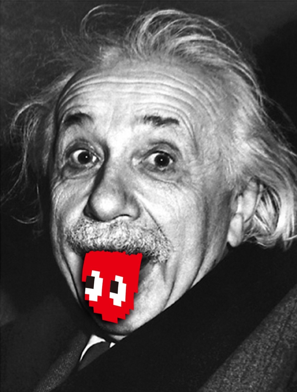 テヘペロ アインシュタイン　RED TYPE　ブラックTシャツ【 インクジェット 】