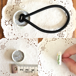 お試しprice‼︎ ヘアゴム コスモス 刺繍 の くるみ ボタン 22mm 3枚目の画像
