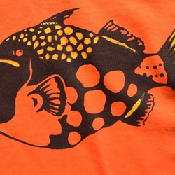 カワハギ、ウツボＴシャツ、サカナ、オレンジ、 魚Ｔシャツ、釣り、送料無料、新品 2枚目の画像