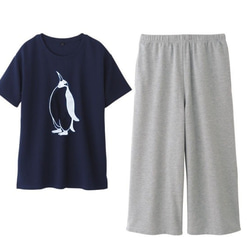 ペンギン レディースワッフルTシャツ上下セット 1枚目の画像