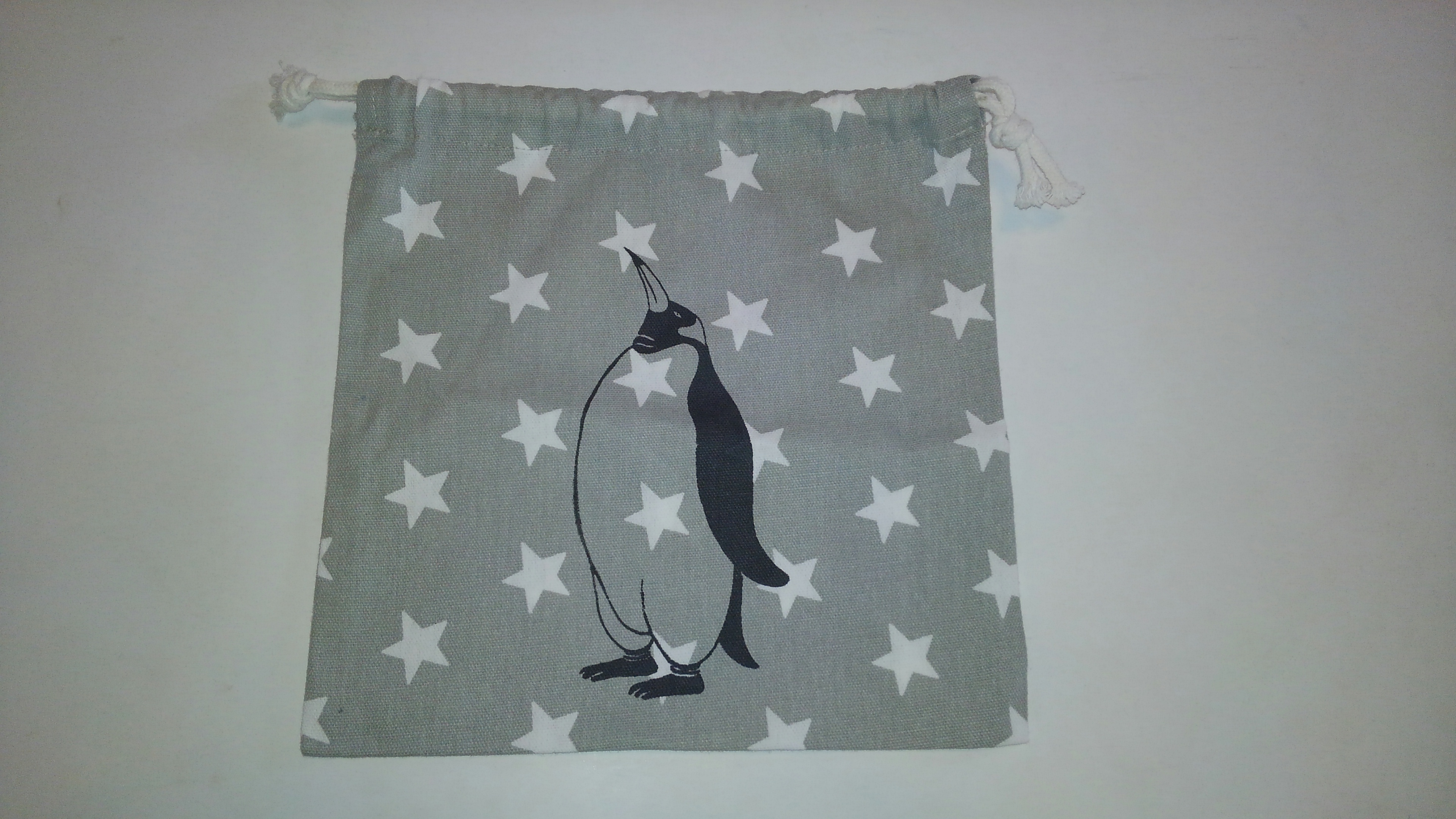 ペンギン巾着、袋、ポーチ、Penguin, ハンドメイド、シルク