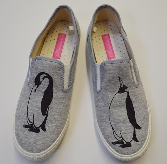 ペンギンスリッポン、シューズ、スウェット素材、靴、オリジナルデザイン 2枚目の画像