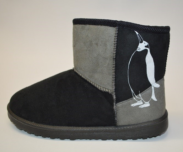 ペンギン ボアブーツ、靴、オリジナルデザイン、シルクスクリーン, 冬ブーツ 2枚目の画像