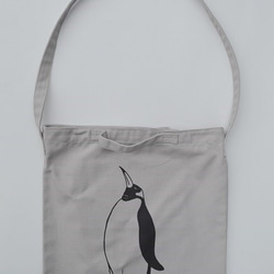 ペンギンショルダーバッグ、penguin, グレー、送料無料 1枚目の画像