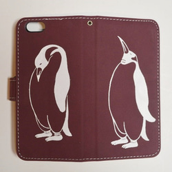 ペンギン手帳型 iPhone/Xperiaケース、パープル！iPhone5＆6, iPhone7,8, Xperia対応 1枚目の画像