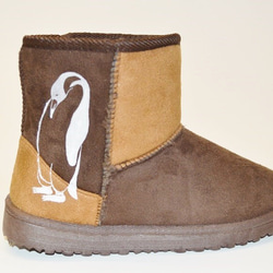 Nお客様用　Lサイズ　ペンギン ボアブーツ、靴、ダークブラウン、オリジナルデザイン、シルクスクリーン, 冬ブーツ 3枚目の画像