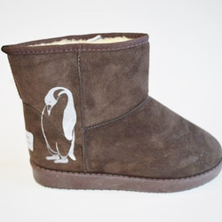 （メンズ）ペンギン ボアブーツ、靴、ブラウン、オリジナルデザイン、シルクスクリーン, 冬ブーツ 3枚目の画像
