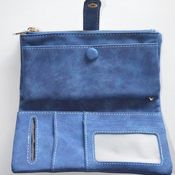 ペンギン財布、ブルー、手帳型財布、収納力抜群のお財布！ 2枚目の画像