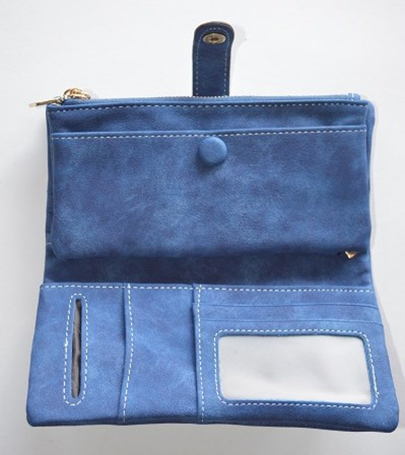 ペンギン財布、ブルー、手帳型財布、収納力抜群のお財布！ 2枚目の画像
