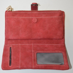ペンギン財布、赤、手帳型財布、収納力抜群のお財布！ 2枚目の画像