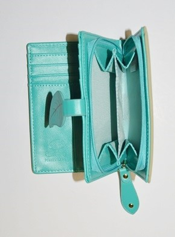 カタツムリ　財布、グリーン、リーフ、葉っぱデザイン　収納力抜群のお財布！ 5枚目の画像
