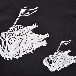 アンコウＴシャツ、魚、サカナ、釣り、送料無料、新品、黒 3枚目の画像