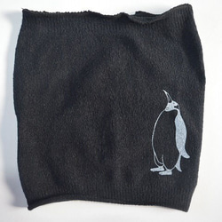 レディース　ペンギン　はらまき、オリジナルデザイン　黒 1枚目の画像