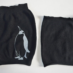 レディース　ペンギン　はらまき、オリジナルデザイン　黒 2枚目の画像