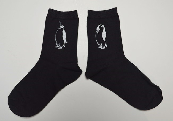 ペンギン　ソッスク、クルーソッスク、靴下、ブラック 23~25cm, 25~27cm 1枚目の画像