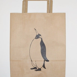 ペンギン クラフトシンプル手提げ袋、5枚セット、紙袋、オリジナルデザイン 2枚目の画像