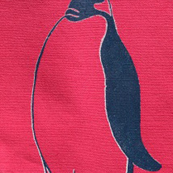 ペンギントートバッグ、ピンク キャンバスバッグ 2枚目の画像
