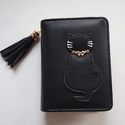 ネコ財布、二つ折り、ピンク 4枚目の画像