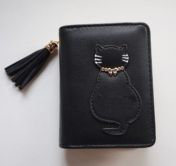 ネコ財布、二つ折り、ピンク 4枚目の画像