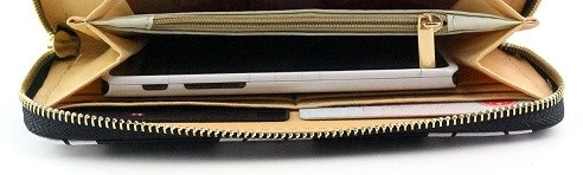 ネコ長財布 、ネコ足跡、送料無料、収納力抜群のお財布 ブラック 4枚目の画像