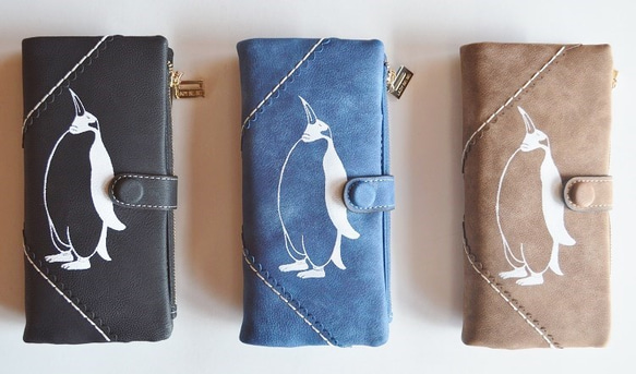 オリジナル注文様用、ペンギン財布、ブルー、手帳型財布、収納力抜群のお財布！ 5枚目の画像