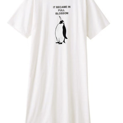 ペンギン レディース半袖プリントTシャツワンピース 1枚目の画像