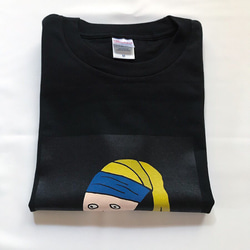 【巨匠動物園】青いハチマキの子Tシャツ(黒) 4枚目の画像