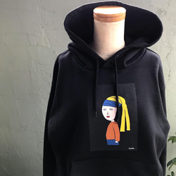 【巨匠動物園】青いハチマキの子・Creema限定黒パーカー 1枚目の画像