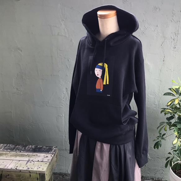 【巨匠動物園】青いハチマキの子・Creema限定黒パーカー 2枚目の画像