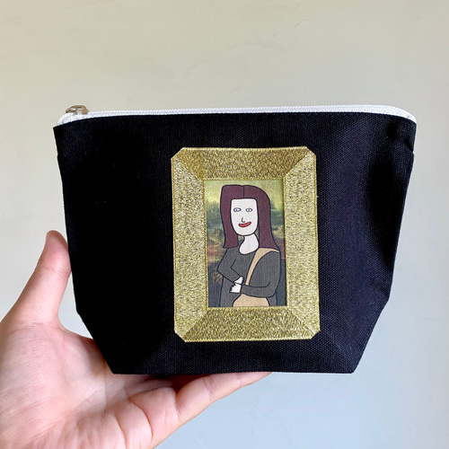 巨匠動物園】モナリザのニヤつきポーチ・黒 ポーチ BESIDE 通販