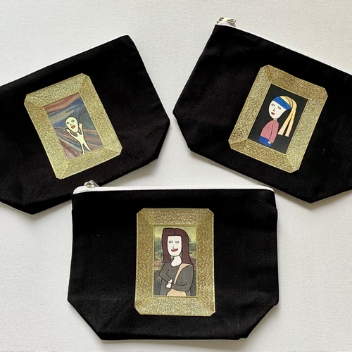 巨匠動物園】モナリザのニヤつきポーチ・黒 ポーチ BESIDE 通販