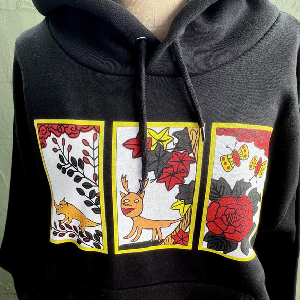 【巨匠動物園】花札シリーズ・猪鹿蝶パーカー 4枚目の画像