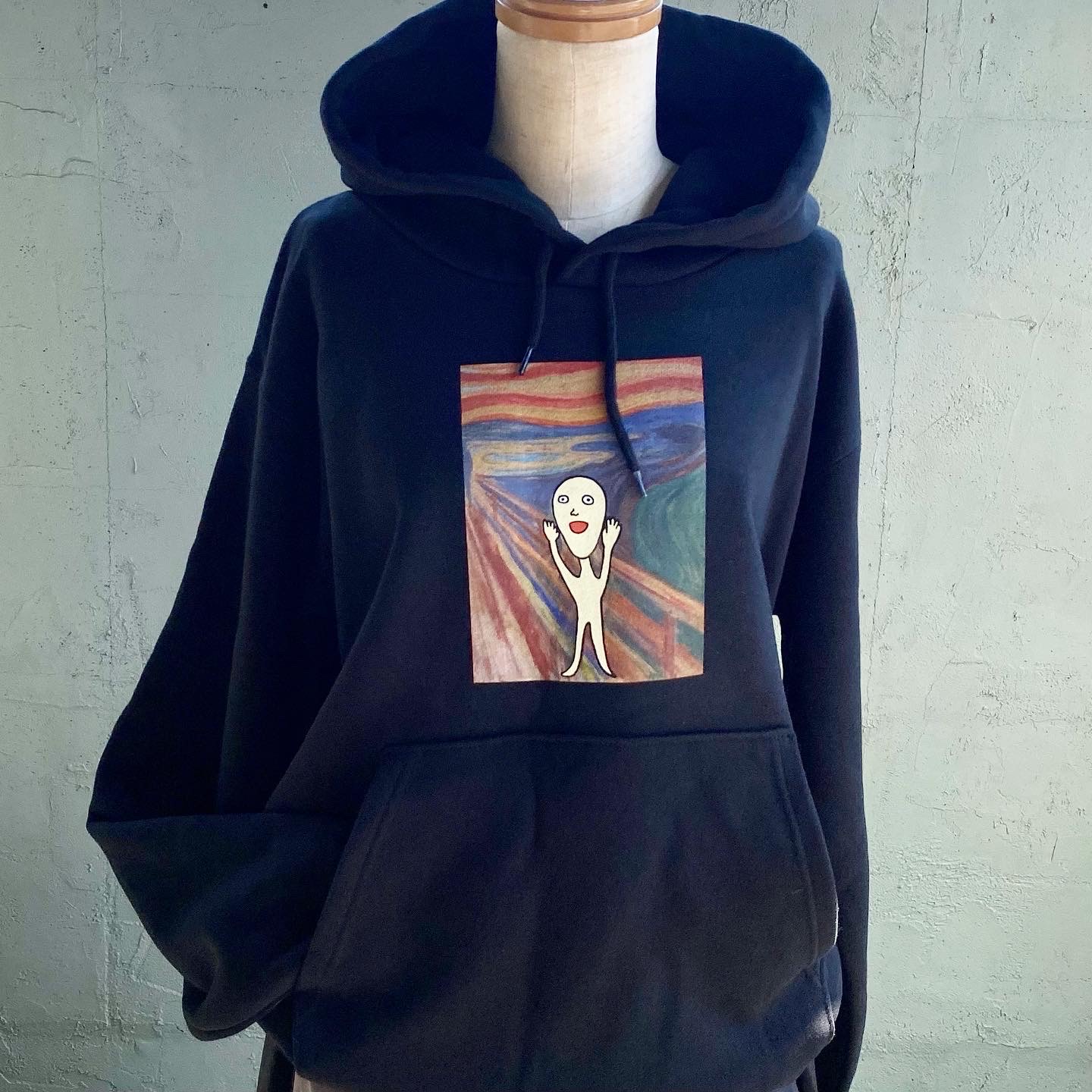 【巨匠動物園】ムンクのヤッホーパーカー・黒