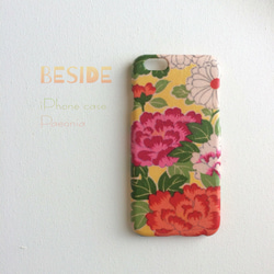 【 KIMONO 】希少！残り一点。アンティーク牡丹と白菊iPhoneケース 5枚目の画像