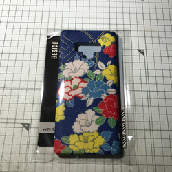 【 KIMONO 】希少☆アンティーク着物iPhoneケース(青に色牡丹) 5枚目の画像