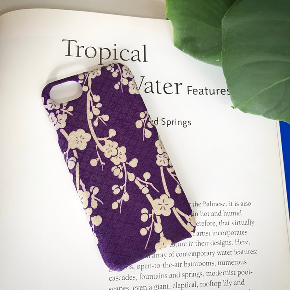[KIMONO]稀有☆古董和服iPhone殼（紫色垂梅） 第1張的照片