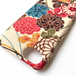 【 KIMONO】 希少！アンティーク着物のiPhoneケース（カラフル菊に観世水） 4枚目の画像
