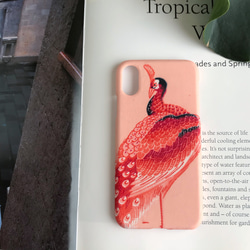 【KIMONO】アンティーク着物iPhoneケース・赤孔雀 1枚目の画像