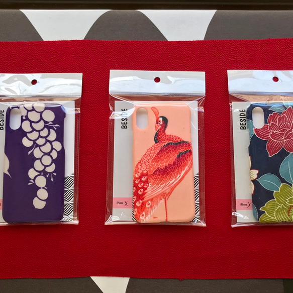 【KIMONO】アンティーク着物iPhoneケース・赤孔雀 6枚目の画像